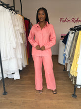 Load image into Gallery viewer, Peach linen longsleeves two piece

