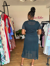 Load image into Gallery viewer, Deep green net midi polo dress
