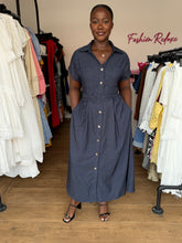 Load image into Gallery viewer, Denim maxi belted dress

