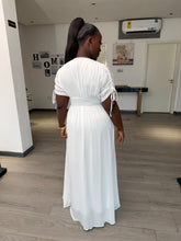 Load image into Gallery viewer, White maxi elastic waist chiffon dress
