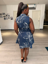 Load image into Gallery viewer, Blue and white wrap mini dress
