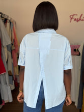 Load image into Gallery viewer, Blue open back short sleeves shirt
