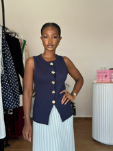 Load image into Gallery viewer, Blue button detail knit top
