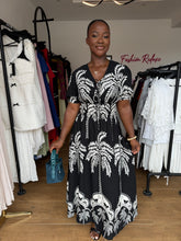 Load image into Gallery viewer, Black and white patterned maxi dress
