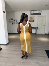 Load image into Gallery viewer, Mustard ribbed midi knit dress
