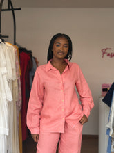Load image into Gallery viewer, Peach linen longsleeves two piece
