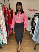 Load image into Gallery viewer, Black wrap corporate midi skirt
