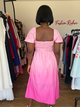 Load image into Gallery viewer, Pink ombré midi puff dress
