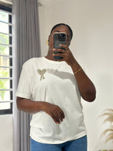 Load image into Gallery viewer, White silver embroidery Tshirt
