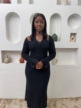 Load image into Gallery viewer, Black knit long sleeves bodycon dress
