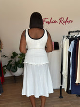 Load image into Gallery viewer, White knit midi detailed dress
