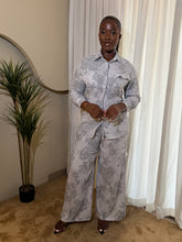 Load image into Gallery viewer, Grey floral long sleeves two pieces
