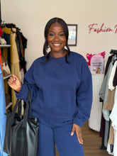Load image into Gallery viewer, Blue round neck two piece

