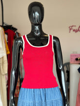 Load image into Gallery viewer, Red cut back knit tank top

