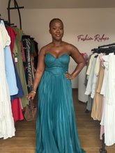 Load image into Gallery viewer, Turquoise maxi pleated sleeveless dress
