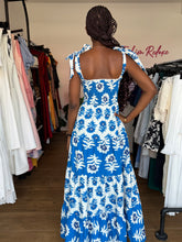 Load image into Gallery viewer, Blue and white patterned maxi dress

