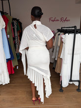 Load image into Gallery viewer, Cream midi asymmetrical dress
