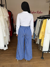 Load image into Gallery viewer, Blue and white striped trousers
