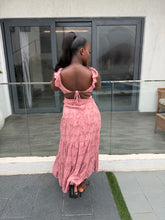 Load image into Gallery viewer, Pink floral pattern open back maxi dress
