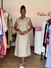 Load image into Gallery viewer, Olive soft linen midi dress
