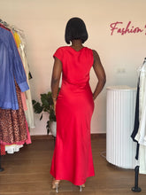 Load image into Gallery viewer, Red one arm jeweled maxi dress
