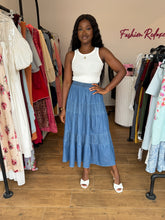 Load image into Gallery viewer, Light blue Denim maxi skirt
