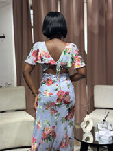Load image into Gallery viewer, Blue floral open back maxi dress
