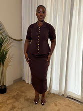 Load image into Gallery viewer, Brown gold detail knit two piece
