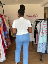 Load image into Gallery viewer, White net button down polo top
