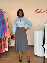 Load image into Gallery viewer, Blue lace long sleeves blouse

