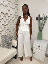 Load image into Gallery viewer, White soft linen trousers tow piece
