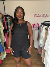 Load image into Gallery viewer, Black linen shorts two piece
