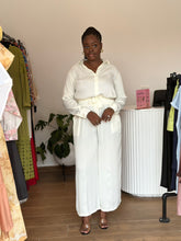 Load image into Gallery viewer, Cream satin belted two piece
