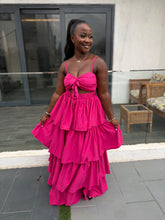 Load image into Gallery viewer, Pink cut out four step maxi dress
