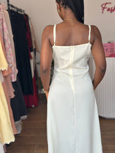 Load image into Gallery viewer, Cream satin split maxi dress

