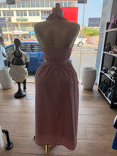 Load image into Gallery viewer, Pink button down open back midi flair dress
