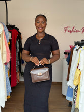 Load image into Gallery viewer, Black two piece skirt set
