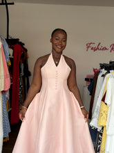 Load image into Gallery viewer, Pink button detail maxi open back dress
