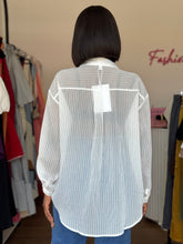Load image into Gallery viewer, White striped transparent longsleeves shirt
