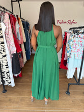 Load image into Gallery viewer, Green belted midi flair dress
