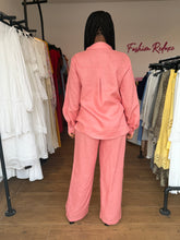 Load image into Gallery viewer, Peach linen longsleeves two piece
