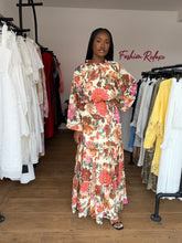 Load image into Gallery viewer, Floral chiffon belted maxi dress
