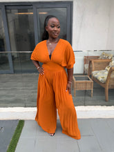 Load image into Gallery viewer, Burnt orange pleated jumpsuit
