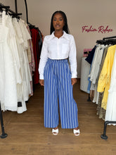 Load image into Gallery viewer, Blue and white striped trousers
