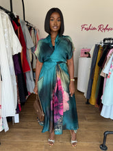 Load image into Gallery viewer, Floral colored chiffon wrap dress
