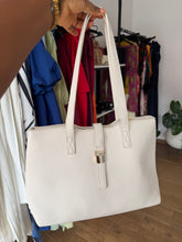 Load image into Gallery viewer, White shoulder tote bag
