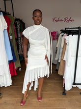 Load image into Gallery viewer, Cream midi asymmetrical dress
