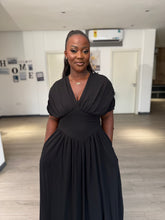 Load image into Gallery viewer, Black elastic waist maxi dress
