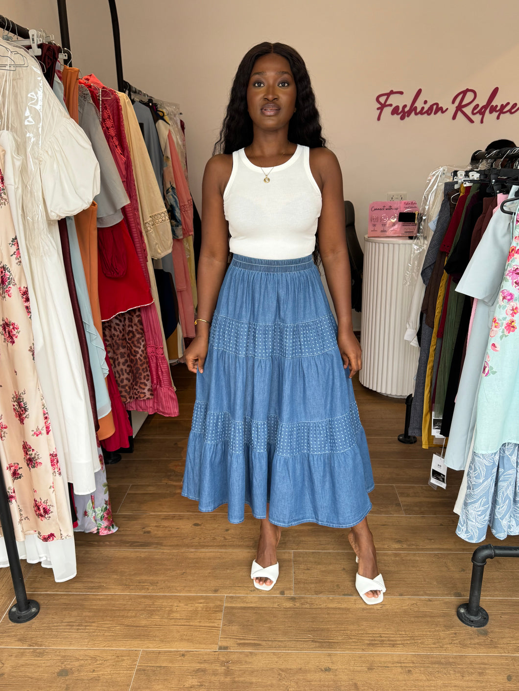 Light blue Denim maxi skirt