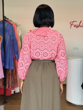 Load image into Gallery viewer, Pink long sleeves lace blouse
